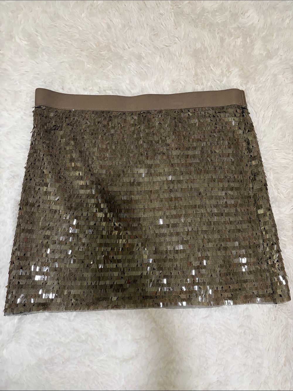 Chelsea & Violet Olive Sequined Mini Skirt